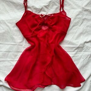 victoria’s secret 1990’s vintage viral red sheer vest chemise slip dress tank